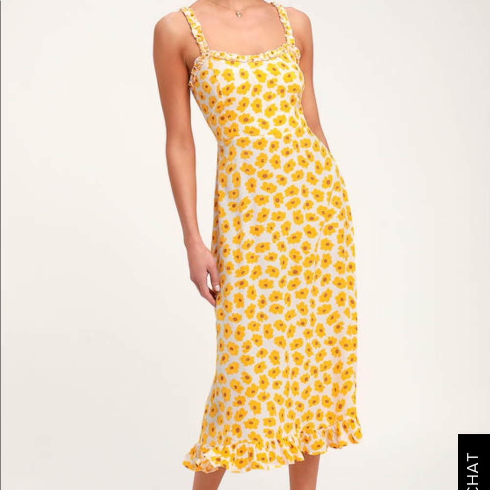 NWT Faithful the Brand YELLOW FLORAL DRESS- SIZE S